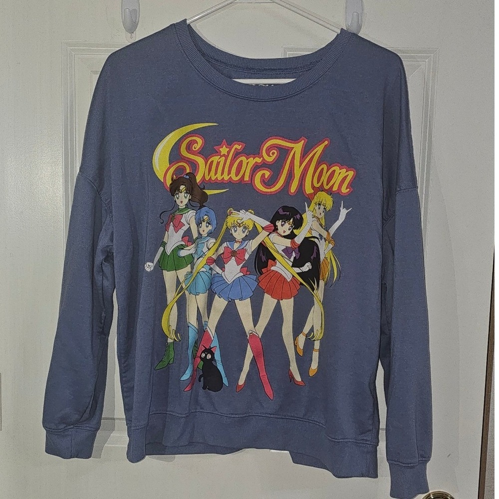 Sailor Moon Graphic Sweatshirt XL Blue Purple Anime Manga Pullover Crewneck